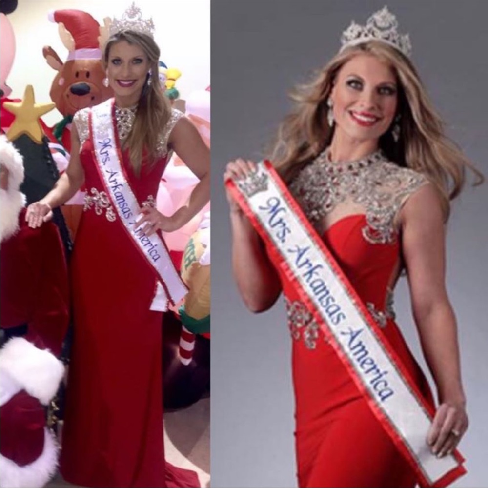 Red Jersey Material Evening Gown
